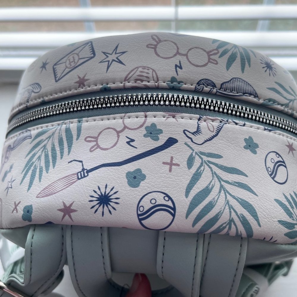 New Bioworld Harry Potter Symbols Mint Green and Ivory Mini Backpack - Picture 7 of 8